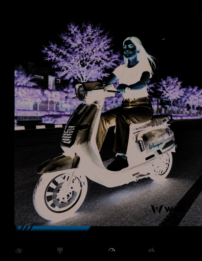 Woman riding a WOZ Wavepro electric scooter